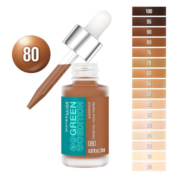 MAYBELLINE Green Edition #80 Super Drop Tinted Oil Makeup Foundation Bundle of 4 - Picture 2 of 5